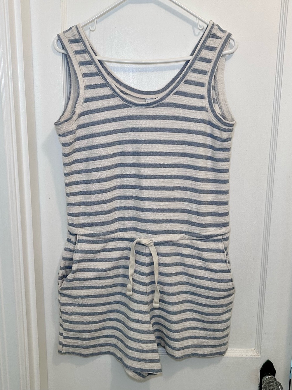 Old Navy Sleeveless Blue & White Stripes Terry Cloth Shorts Romper Womens S